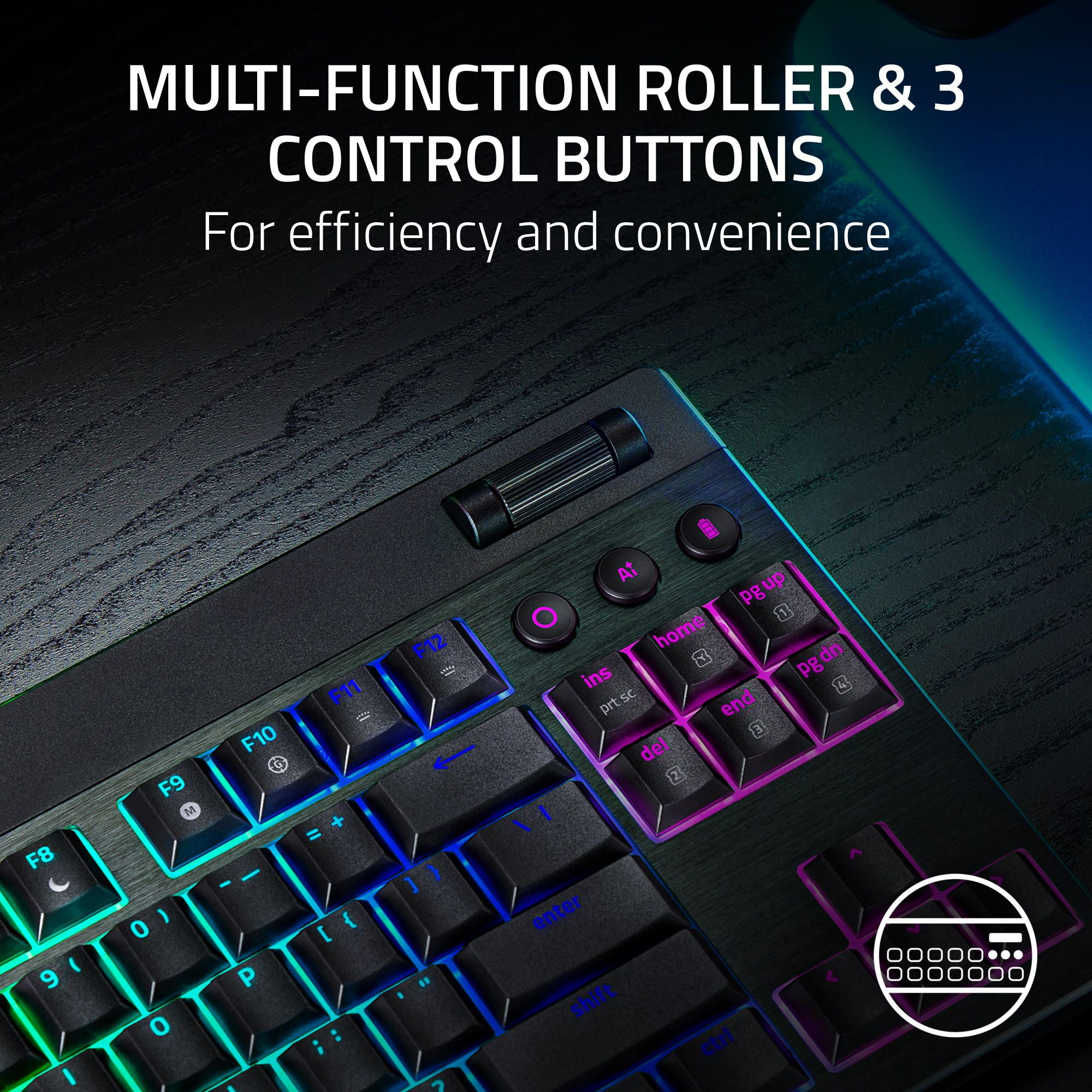 Razer BlackWidow V4 Low-profile Tenkeyless HyperSpeed Wireless Low-profile Mechanical PC Gaming Keyboard, Black