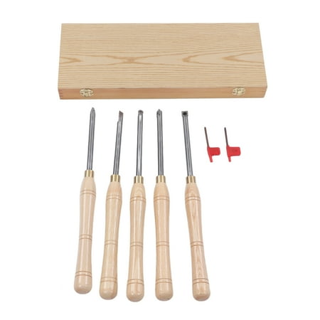 

5Pcs Wood Turning Tool Carbide Lathe Chisel Full Size Wooden Handle for Woodworking