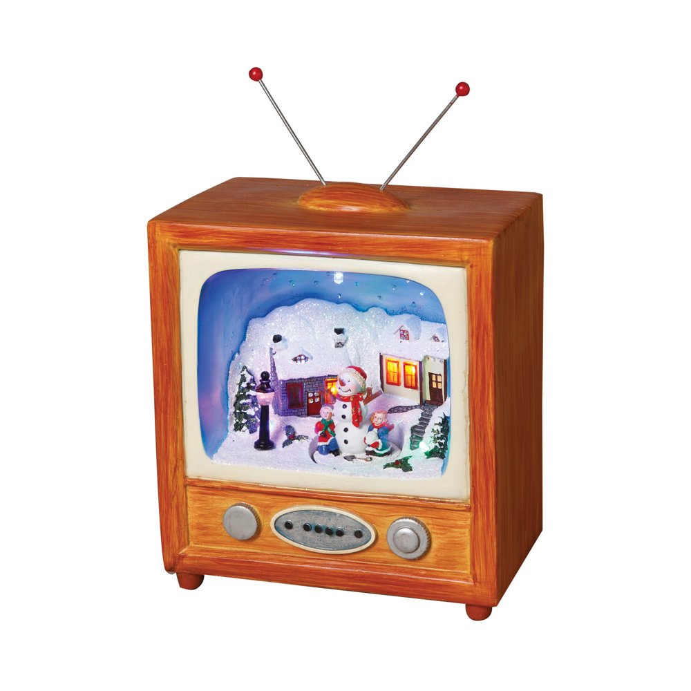 BatteryOperated Miniature Television with LEDLighted Christmas Scene