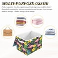 thumbnail image 6 of Yayeee Collapsible Storage Bin with Lid Fabric Closet Decorative Basket with Handles, Flamingo Pattern, 6 of 7