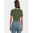 thumbnail image 3 of 3-pack Black&Armt Green&White Women's Fashion Clothes One Piece Cutout Tops Short Sleeve Knit Slim Fitted Shirts Tee Tshirts, 3 of 6