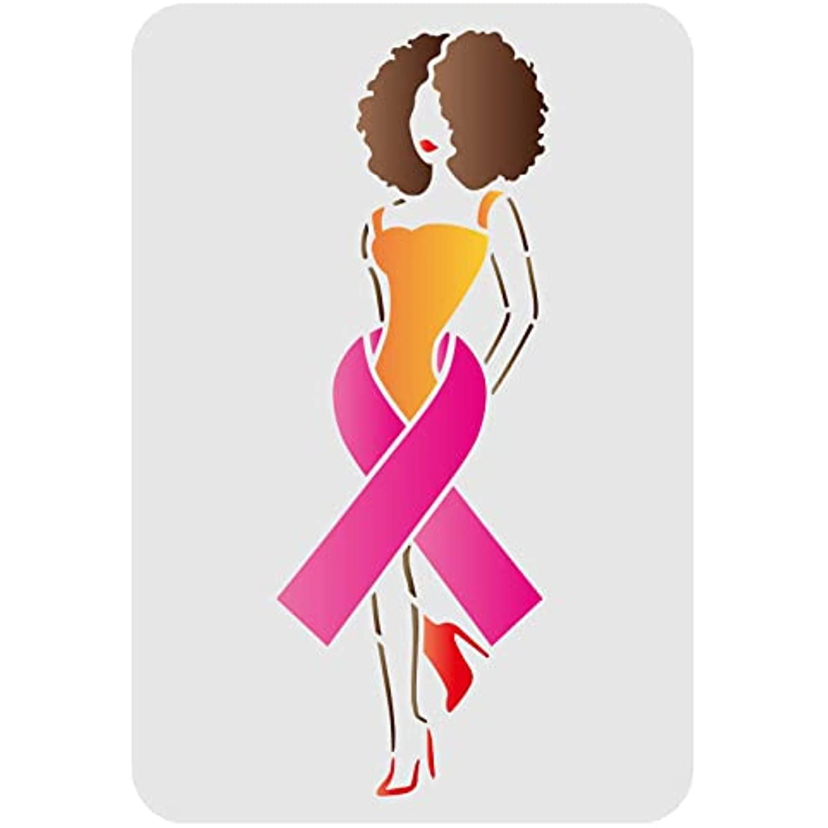 Breast Cancer Ribbon Stencil 11 7x8 3 Inch African Woman Stencil Plastic Awareness Ribbon Breast Cancer Ribbon Stencil 11 7x8 3 Inch African Woman Stencil Plastic Awareness Ribbon