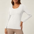 thumbnail image 7 of EDHITNR Women Long Sleeve T-Shirts Basic Crew Neck Slim Fit Stretchy Athletic Yoga Top Casual Workout Running Tee White M, 7 of 7