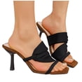 thumbnail image 5 of FRSASU Women's Kitten Heels Sandals Square Open Toe Slip On Slides Backless Slippers High Heel Wedding Party Dress Shoes Black, 5 of 9