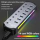 thumbnail image 3 of Hub USB 3,0, 7 Puertos RGB Hub con Tira de LED, Modos Dinámicos, Interruptores, Caja de Aluminio Hub para PC, Ordenadores Portátiles Enchufe de la UE, 3 of 9