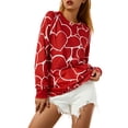 thumbnail image 4 of Liacowi Women Juniors Valentine's Day Sweatshirt Heart Letter Print Long Sleeve Pullover Tops Casual T-shirt for Teen, 4 of 7