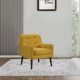 thumbnail image 6 of Kina 28 Inch Accent Chair, Yellow Fabric, Button Tufted, Angled Wood Legs- Saltoro Sherpi, 6 of 6