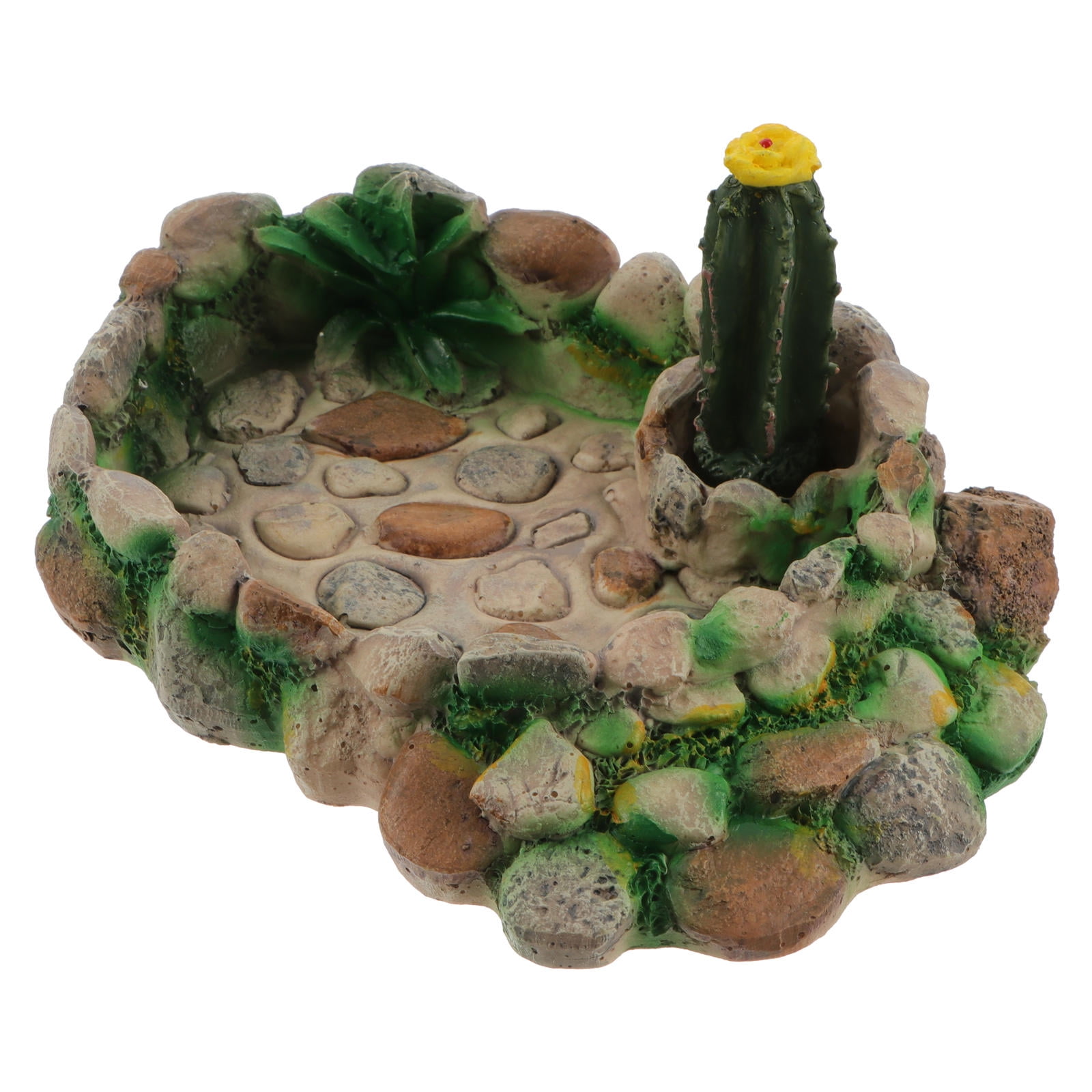 FOMIYES Realistic Simulation Cactus Reptile Feeding Bowl for Tortoises, Lizards, and Small Pets - Resin Feeder Dish