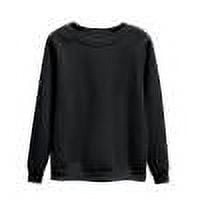 TKLPEHG Womens Long Sleeve Tops Crew Neck Pullover Tops Casual Fashion Classic Solid Color Lightweight Loose Pullover (Black,L)