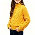 thumbnail image 6 of WQNVRNR Girls Fall Winter Sweater Mock Neck Long Sleeve Cable Knit Soft Loose Knit Pullover Yellow 2 Years, 6 of 7