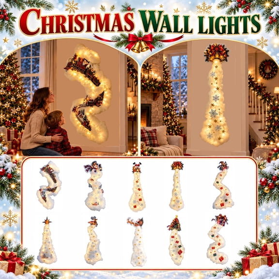 10 Pcs Christmas Magic Trail Wall Light, Pre-Lit LED Cascading Holiday Wall Decor, Vertical Hanging Christmas Ornament with Warm Fairy Lights