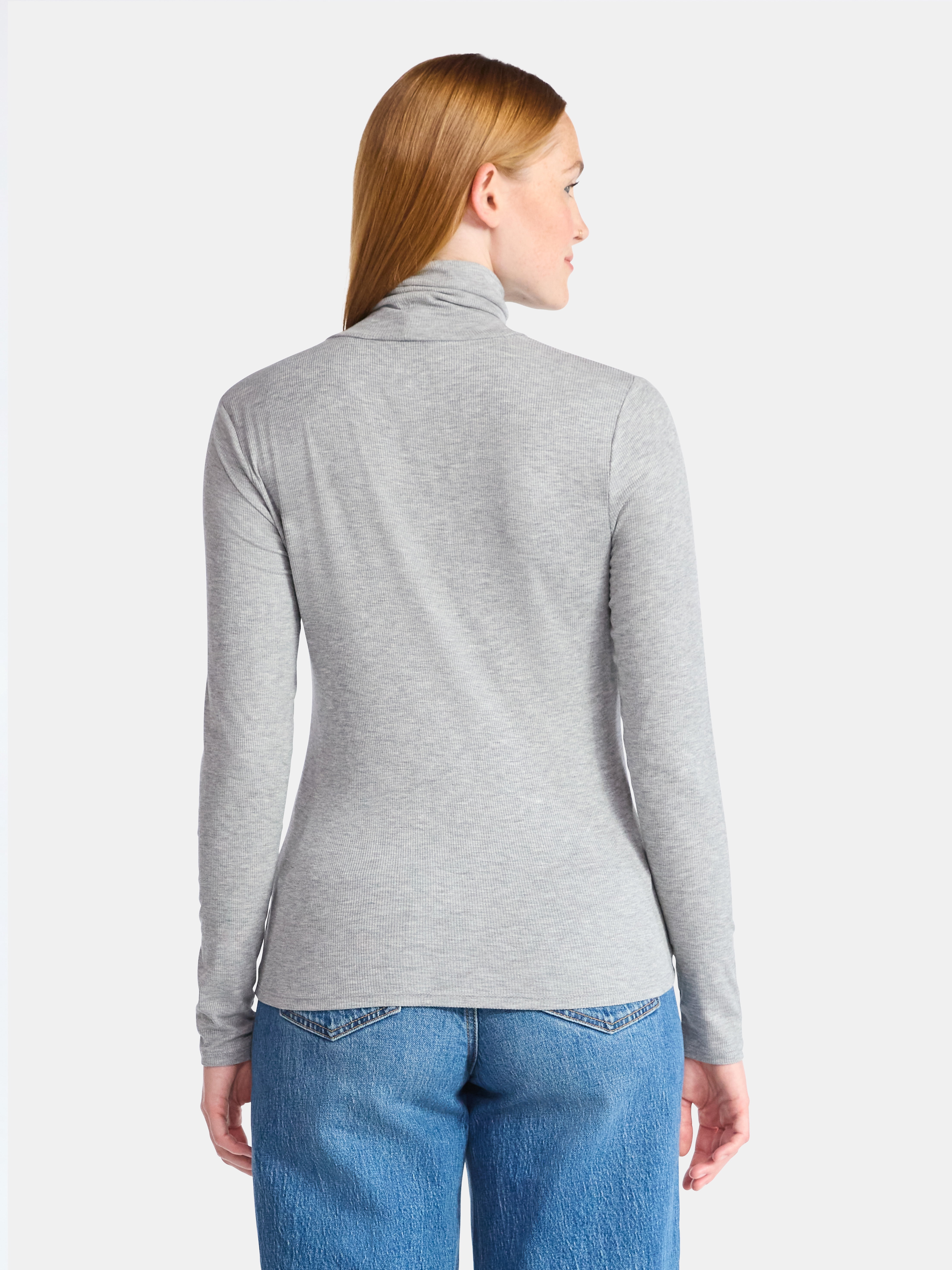 Time and Tru Women's Ribbed Turtleneck with Long Sleeves, Sizes XS-XXXL