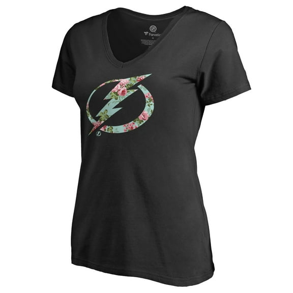 Women's Black Tampa Bay Lightning Lovely V-Neck T-Shirt