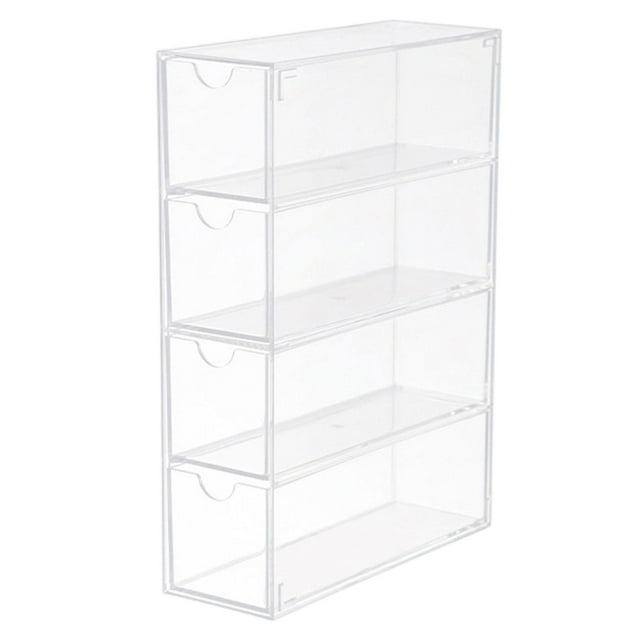 Organizador de maquillaje, 4 cajones, soporte acrílico, bandeja, contenedor para oficina, hogar