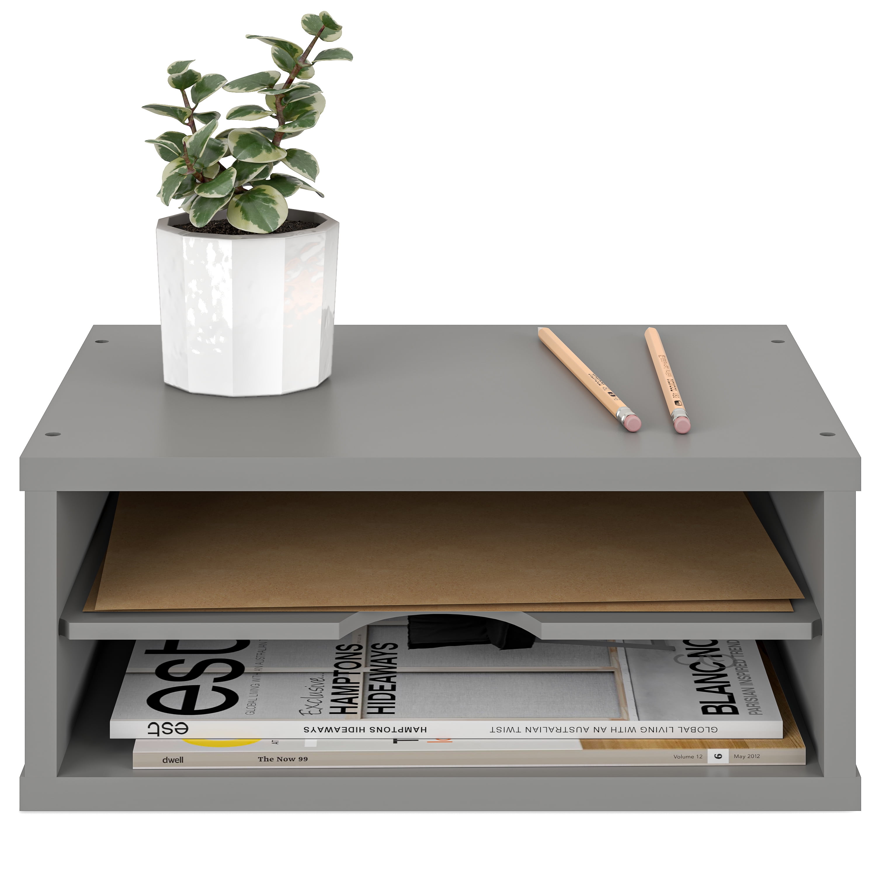 Ballucci File Organizer, 2-Tier Desk Paper Sorter Letter Tray, Stackable, Gray