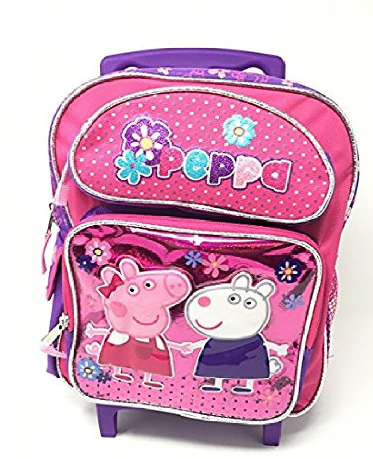 Peppa Pig With Friends 12" Canvas Pink School Rolling Backpack, 1