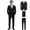 Black, variant on Men's 4-Piece Single Breasted Notch Lapel Suit Set Includes Jacket, Vest, Dress Pants & Necktie, Premium Fabric Formal Suit Ideal for Business Meetings, Negotiations, Job Interviews