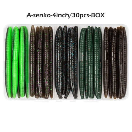 Senko Worms Bait Set – 4-Inch and 5-Inch Salty Soft Plastic Stick Baits for Bass