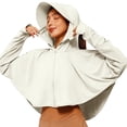 thumbnail image 2 of Women's Ice Silk UV Sun Protection Hoodie Hole Zip Up Jacket Thin Breathable Loose Fit Cycling Sun Clothing Lightweight Long Sleeve Sunshirt Wrinkle Resistant Windproof Skin Friendly Coat, 2 of 4
