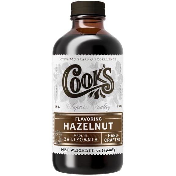 Cook's, Pure Hazelnut Flavor, Certified Kosher, Gluten Free, Allergen Free, Vegan, 8 oz