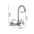 thumbnail image 4 of 304 stainless steel wall mounted faucet, wall mounted large arc hot and cold laundry sink faucet, 4 of 5