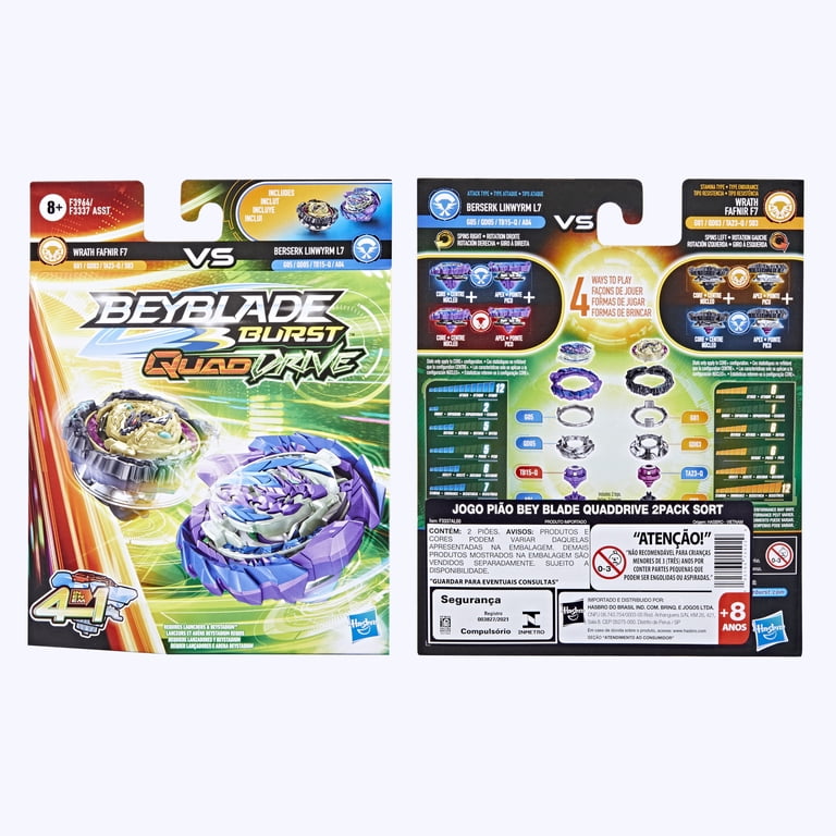 遊　雷鳥四点セット Beyblade Burst QuadDrive Wrath Fafnir F7 and Berserk Linwyrm L7