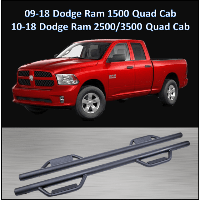 10-18 Fit Dodge Ram 1500 2500 Quad Cab Hoop Running Board Nerf Bars side Steps