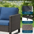 thumbnail image 4 of Unnifurnzi Outdoor Patio Couch Wicker Sofa-All Weather 3-Seater Rattan Patio Sofa High Back Outdoor Couch for Porch Deck Balcony Garden-Brown/Blue, 4 of 7