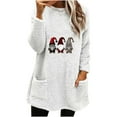 thumbnail image 3 of CFLVAEK Christmas Sweatshirts for Women Plus Size Fuzzy Sherpa Fleece Sweatshirt Round Neck Thermal Pullover Tops Cute Xmas Elf Graphic Loungewear with Pockets White XL, 3 of 5