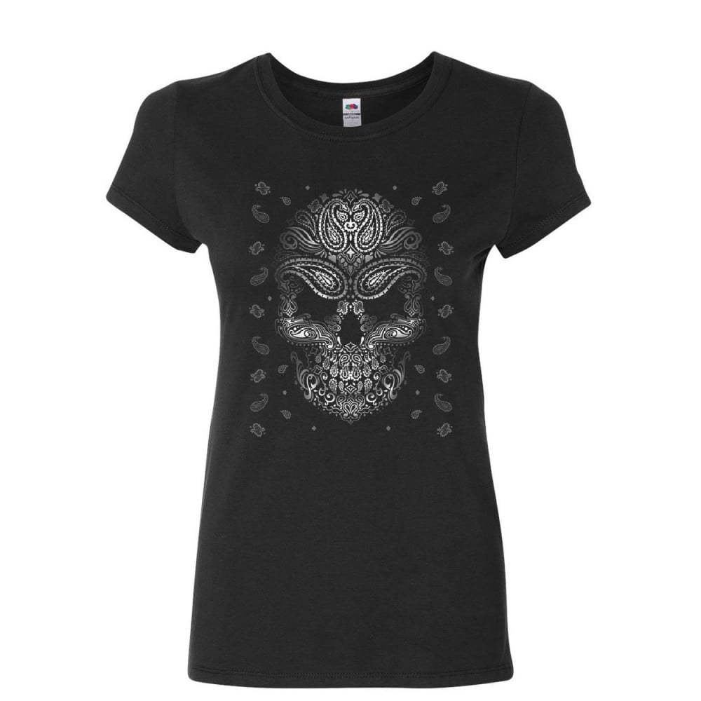 Tee Hunt Bandana Skull Face Women's T-Shirt Gangsta Badass Swag