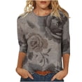 thumbnail image 2 of Uootdi Womens Floral Jacquard Tops Crew Neck Long Sleeve Textured Blouses Casual Patterned Tees Everyday Street Style Gift, 2 of 5