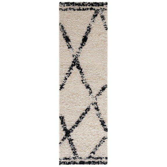 SAFAVIEH Manhattan Kayleah Diamond Runner Rug, Ivory/Black, 2'3" x 8'