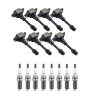 Set of 8 ISA Ignition Coils & 8 Autolite Spark Plugs for 2007-2015 Nissan Armada NV2500 NV3500 Titan 5.6L V6 V8 Replacement for UF551