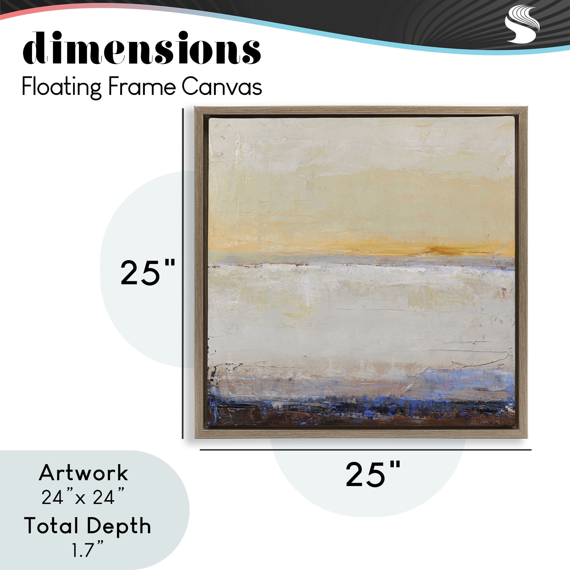 Sweeping Subtle Horizon Brown Framed Floater Canvas Wall Art, design by Design Fabrikken