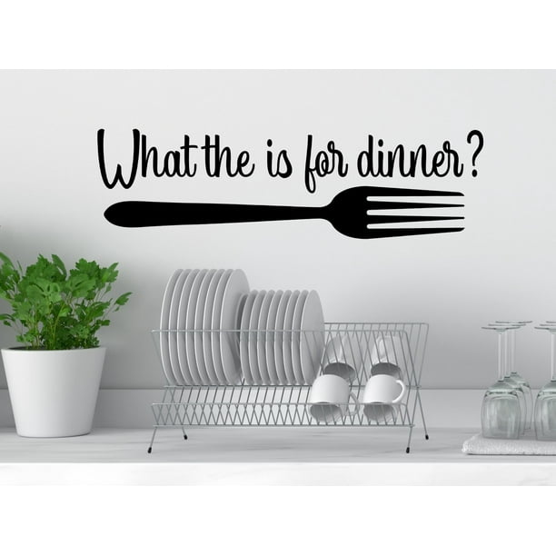 What The Fork Is For Dinner Cursive Kitchen Wall Decal Walmart Com Walmart Com