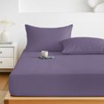 thumbnail image 6 of King Size Fitted Sheet Set - Pure Lilac Gray 3 Piece Bedding Sets 16" Deep Pocket Fitted Sheet with 2 Pillowcases, Contemporary Solid Color Minimalist Art Brushed Microfiber Hotel Luxury Bed Sheets, 6 of 9