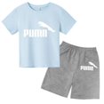 thumbnail image 3 of Conjunto de dos piezas de camiseta y pantalón corto de algodón con estampado informal de moda de verano para niños y niñas de 2 a 12 años, 3 of 5