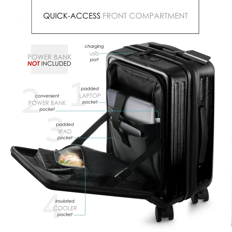 Hard carry on luggage with exterior pocket shop