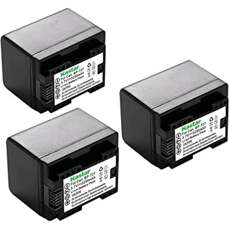 Kastar 3-Pack BP-727 Battery 3.7V 3200mAh Replacement for Canon LEGRIA HF M406 HFM406 LEGRIA HF M506 HFM506 LEGRIA HF M606 HFM606 LEGRIA HF M706 HFM706 LEGRIA HF M806 HFM806 Camera
