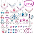 thumbnail image 1 of yeacher Girl's Pretend Play Jewelry Set with Earrings, Rings, Necklace, Tiara, and Magic Wand - SP03-2, 54-Piece Assorted Colors, 1 of 5