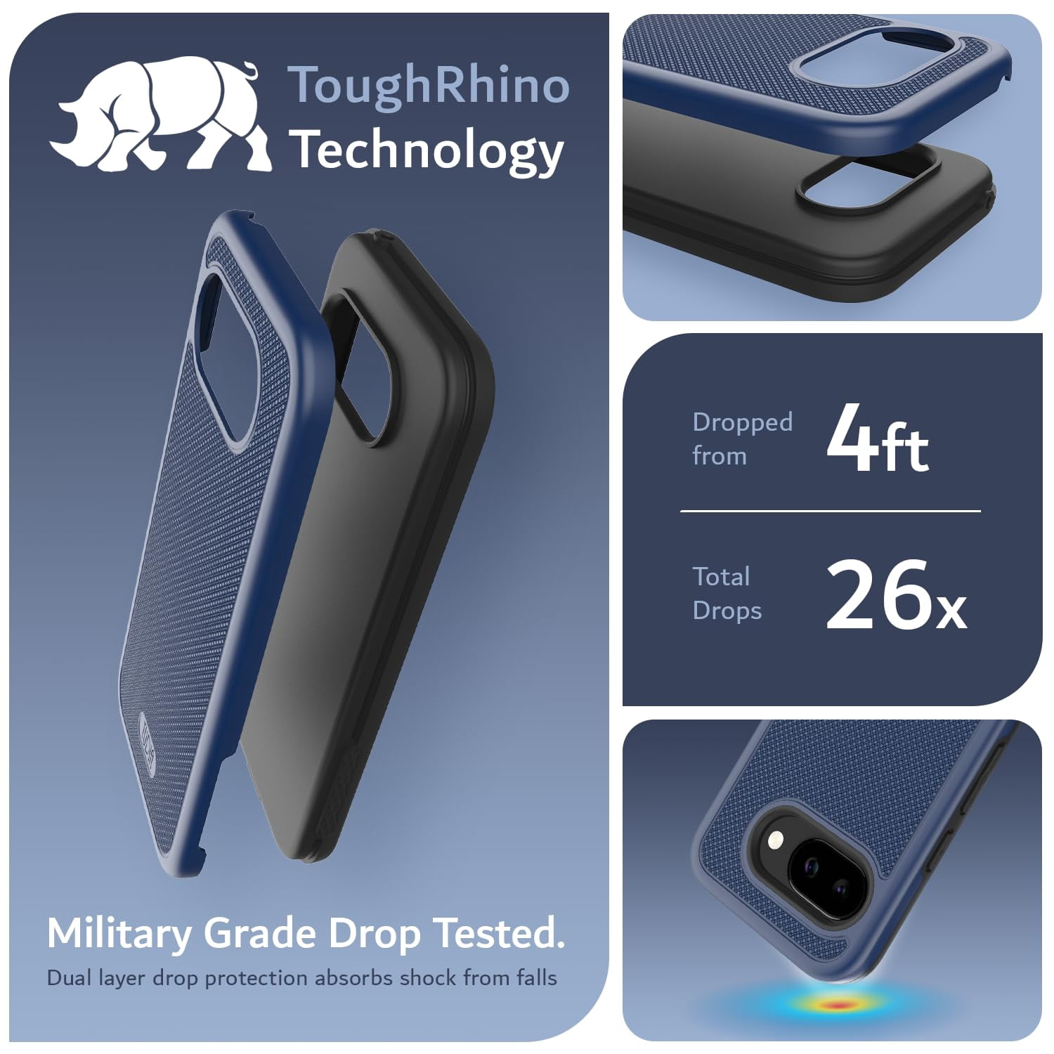 TUDIA MergeGrip for Google Pixel 9A Case 2025 Heavy Duty Dual Layer Cover - Indigo Blue