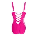 thumbnail image 4 of Women's Swimsuit Slimming Bathing Suit Deep V Neck Color Block Lace Up Back Swimwear, 4 of 5