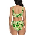 thumbnail image 3 of Daiia Avocado Green Striped Women's Bikini Set Two Piece Swimsuit High Waisted Bikini Adjustable Straps Bikini Perfect for Beach, Pool, and Summer Vacation-Large, 3 of 9