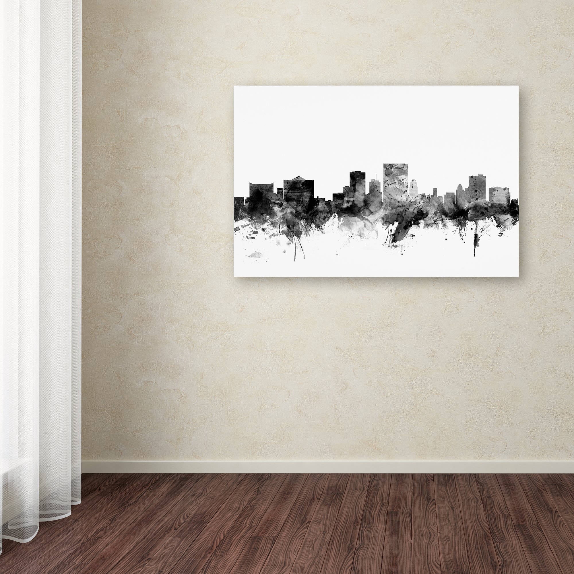Trademark Fine Art "El Paso Texas Skyline B&W" Canvas Art by Michael Tompsett
