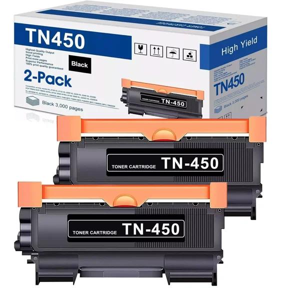 2PK Black TN450 Toner Cartridge for Brother HL-2270DW 2220 MFC-7360N 7860D