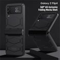 thumbnail image 3 of SaniMore for Samsung Galaxy Z Flip 4 6.7" 360° All-Inclusive Folding Mecha Case, Rugged PC & Flexble TPU Military Grade Shockproof Heavy Duty Protective Case for Samsung Z Flip 4, Black, 3 of 6