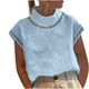 thumbnail image 1 of ICHUANYI Clearance Womens Spring Summer Solid Color Casual High Neck Top Cotton Hollow Out Design Blouses(Blue, XXL) ICHUANYI WER2023081116033, 1 of 6