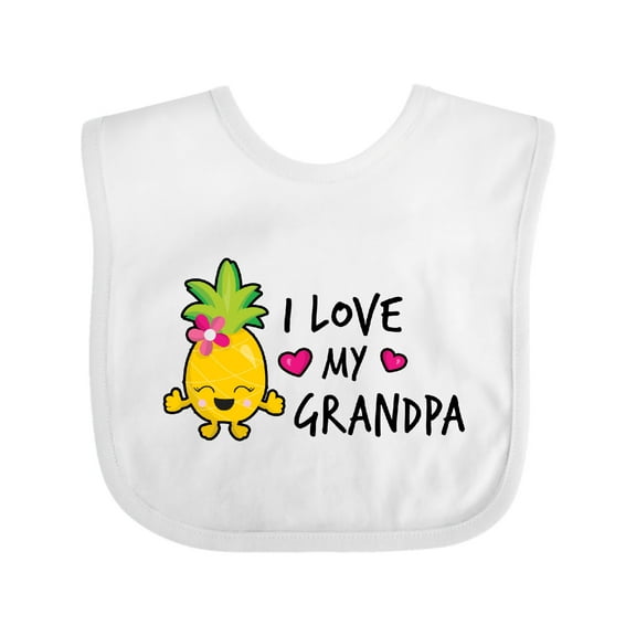 Inktastic I Love My Grandpa with Pineapple Girls Baby Bib