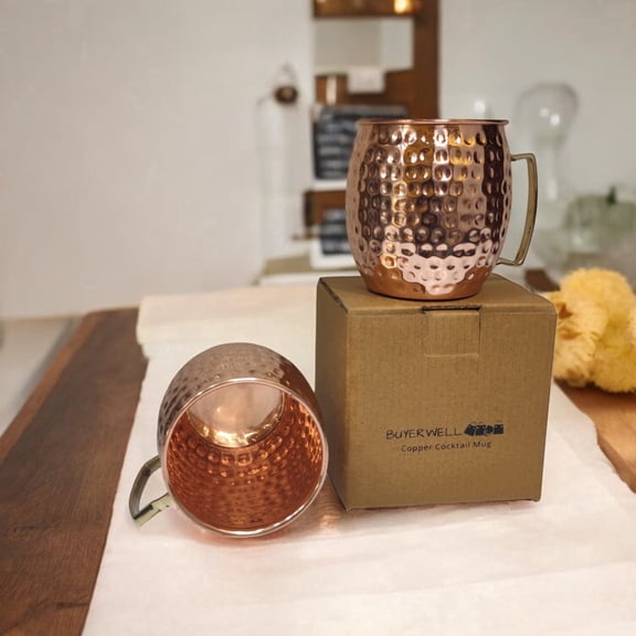 BUYERWELL Moscow Mule Copper Mug, 19.5oz - Copper Cup for Cocktails, Beer, Wine & Cold Drinks - Bar, Party, Gifts Set of 2