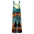 thumbnail image 6 of LNZGNM Halloween Womens Jumpsuit Witch Pumpkin Printed Square Neck Sleeveless Wide Leg Jumpsuit with Side Pockets and Button Straps,Yellow (XL), 6 of 6